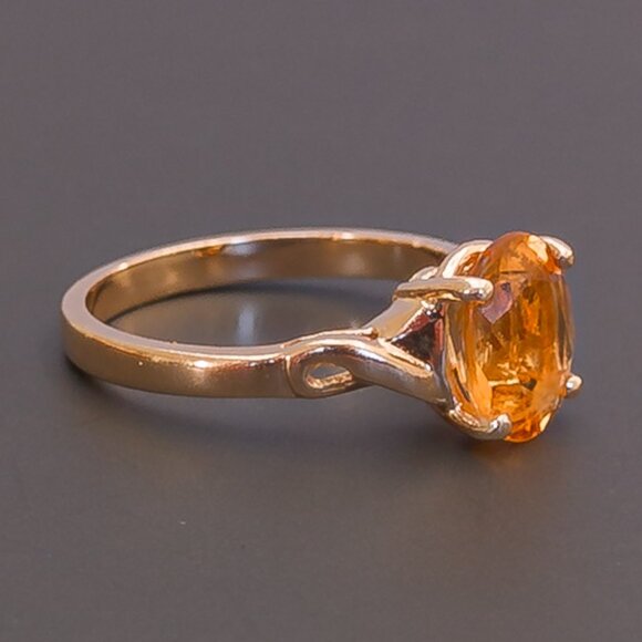 14K Yellow Gold Citrine Solitaire Ring • November Birthstone - Picture 8 of 12
